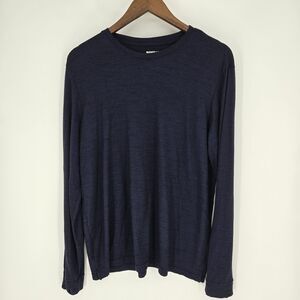 Bombas Blue Merino Wool Blend Long Sleeve Lightweight Knit Top Large